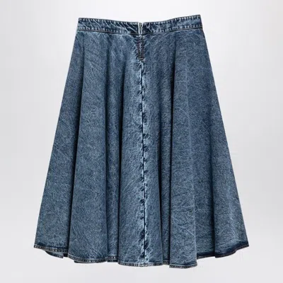 Alaïa Alaia  Denim Midi Skirt With Knitted Sash