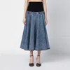 Alaïa Blue Pleated Denim Midi Skirt In Blue