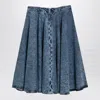 ALAÏA ALAIA DENIM MIDI SKIRT WITH KNITTED SASH WOMEN