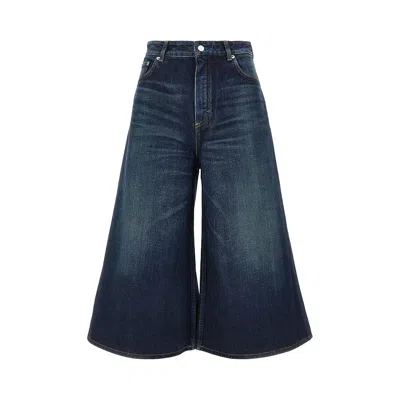 Alaïa Denim Palazzo Shorts In Blue