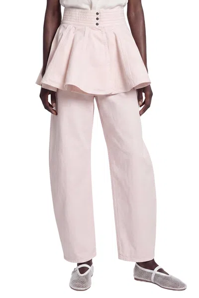Alaïa Denim Peplum Belt Skirt In Pink