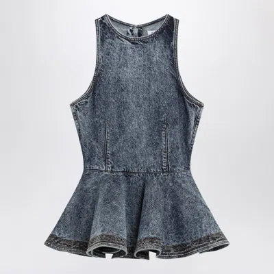 Alaïa Alaia Denim Peplum Top Women In Blue