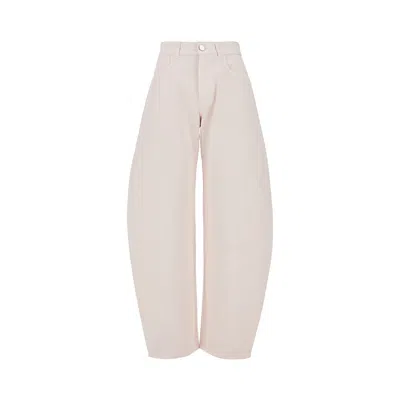 Alaïa Womens Round Curved-leg Cotton Denim Jeans Rose Pale In Pink