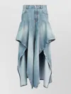Alaïa Alaia Ruffled Wide-leg Jeans With Mid-rise Waist In Blue