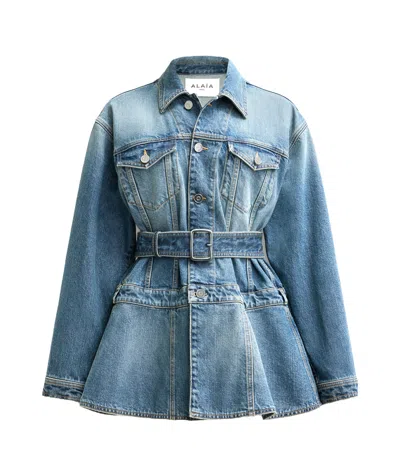 ALAÏA ALAÏA DENIM PEPLUM JACKET