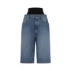 Alaïa Denim Bermuda Shorts With Ribbed Band