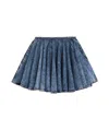 Alaïa Womens Skater Pleated Denim-blend Mini Skirt Bleu Neige In Blue