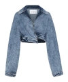 Alaïa Wrap Denim Cropped Asymmetric Jacket In Blue