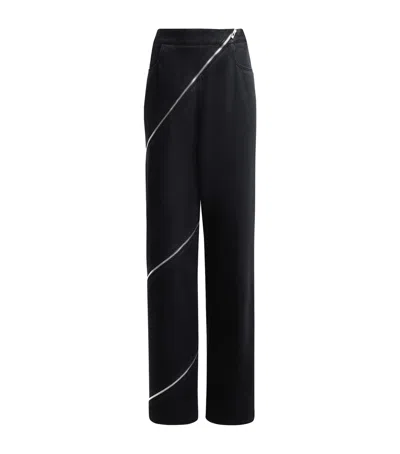 Alaïa Ribbed Knit High Neck Bodysuit With Zipper In Black