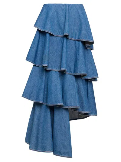 ALAÏA ALAÏA DENIM SPIRAL SKIRT
