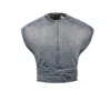 Alaïa Alaia Faded Blue Cotton Belted Top In Blue
