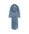 Alaïa Womens Spiral Two-slip-pockets Denim-blend Trench Coat Bleu Neige In Blue