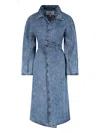 Alaïa Spiral Denim Trench In Blue