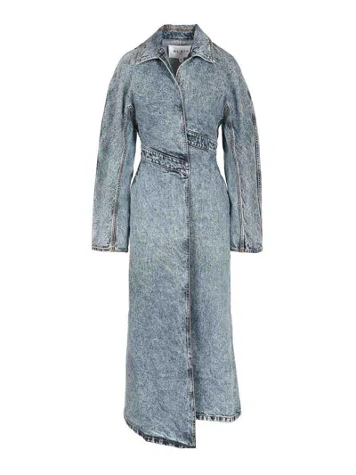 Alaïa Denim Trench Coat In Blue