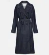 Alaïa Denim Belted Trench Coat In Blue