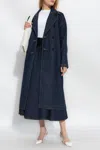 Alaïa Denim Belted Trench Coat In Navy Blue