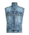 Alaïa Womens Alaia High-neck Faded-wash Regular-fit Denim-blend Vest In Blue
