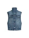 Alaïa Womens Alaia High-neck Faded-wash Regular-fit Denim-blend Vest In Blue