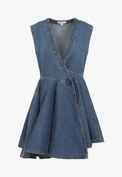 ALAÏA DENIM WRAP MINI DRESS