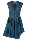 Alaïa Alaia Denim Wrap Mini Dress In Blue