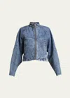 Alaïa Paneled Denim Jacket In Bleu Neige