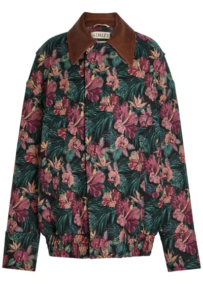 Alaïa Dennis Floral-jacquard Wool-blend Harrington Jacket In Multi