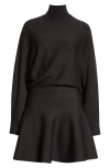 Alaïa Dolman Long Sleeve Turtleneck Sweater Dress In Noir Alaia