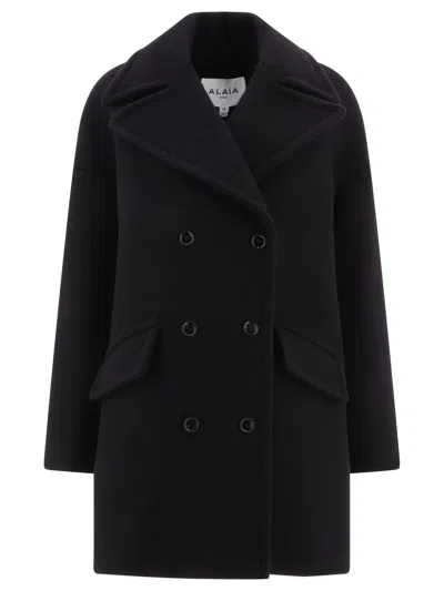 Alaïa Double-breasted Caban Coats In Black