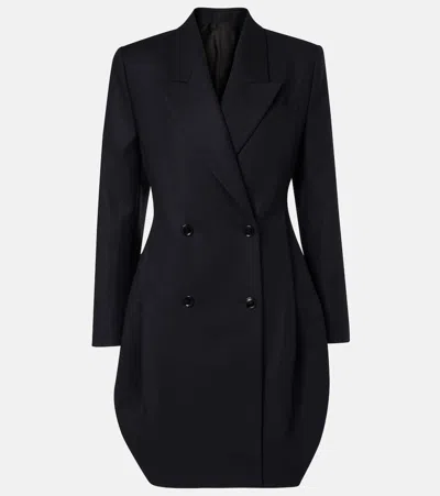 Alaïa Double-breasted Cotton Blazer Dress In Black