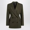 Alaïa Double-breasted Olive Green Wool Jacket In Green