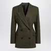 Alaïa Double-breasted Olive Green Wool Jacket In Brown