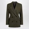 Alaïa Alaia Double-breasted Olive Green Wool Jacket Women In Green