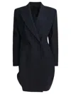 Alaïa Double Breasted Rounded Coat In Blue