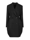 Alaïa Double-breasted Rounded Coat Coats Blue In Black