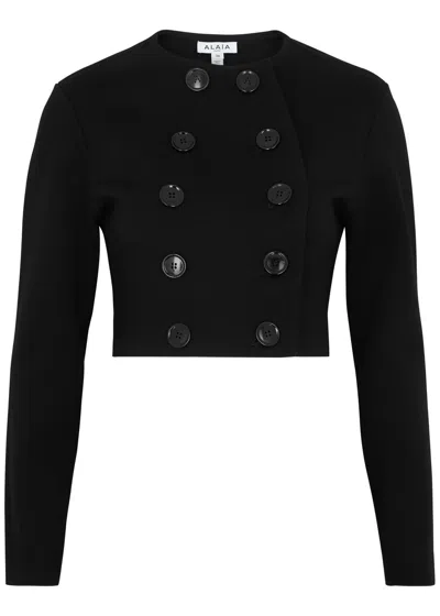 Alaïa Double-breasted Wool-blend Cardigan In Black