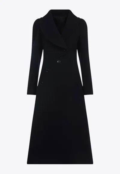 Alaïa Double-breasted Wool Coat In Blue