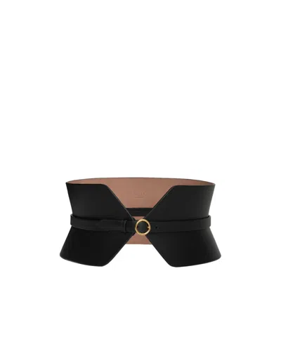 Alaïa Double Bustier Belt In Calfskin In Black