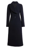 Alaïa Double Face Merino Wool Curved Coat In Blue