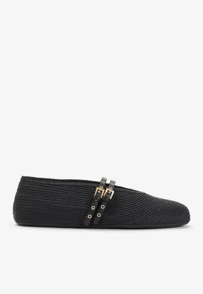 Alaïa Double-strap Ballet Flats In Black