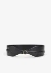 Alaïa Large Calf Leather Belt With Gold-tone Buckle In Black