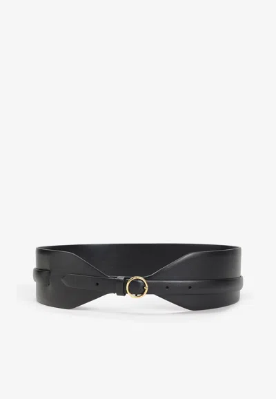 Alaïa Double Wide Leather Belt In Black