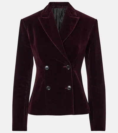 Alaïa Double-breasted Cotton Velvet Jacket In Burgundy