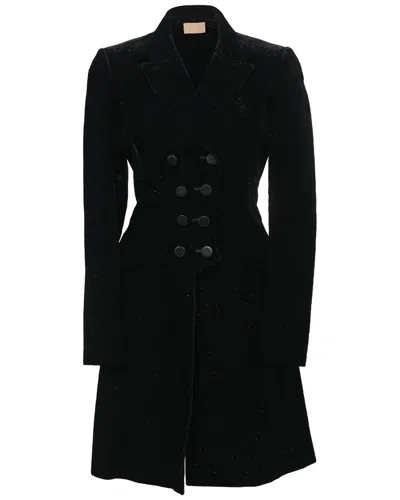 Alaïa Double-breasted Glitter Coat (authentic Pre-loved) In Black