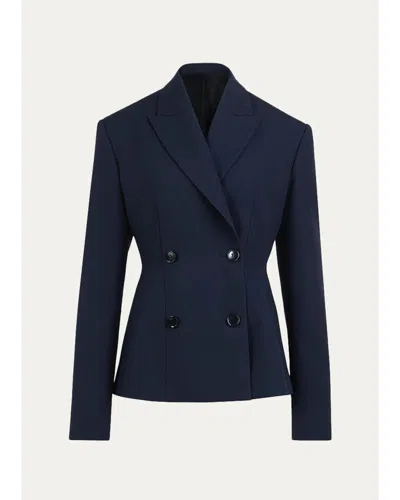 Alaïa Double-breasted Slim Tailored Jacket In Blue