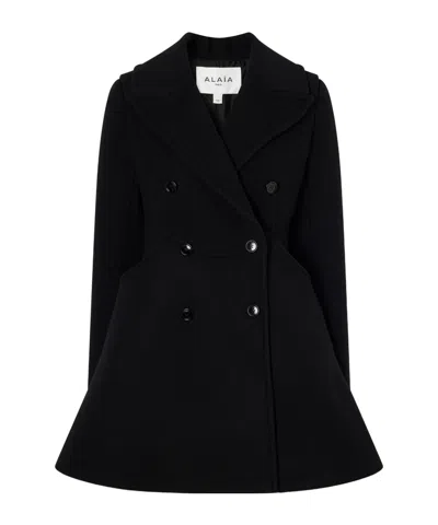 Alaïa Double-breasted Wool-woven Coat In Black