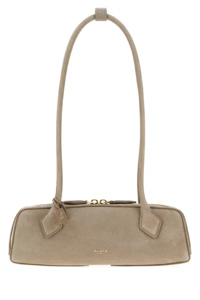 Alaïa Alaia Dove Grey Nabuk Teckel Mini Shoulder Crossbody Bag In Gray
