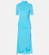 Alaïa Draped Crepe-jersey Maxi Dress In Blue