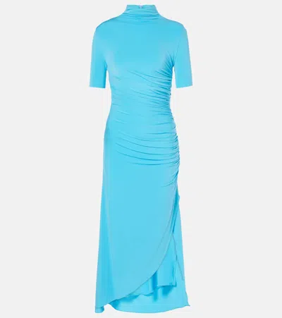ALAÏA ALAÏA DRAPED ASYMMETRIC MIDI DRESS