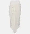 Alaïa Draped Asymmetric Midi Skirt In Weiss