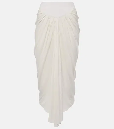 Alaïa Draped Asymmetric Midi Skirt In Weiss